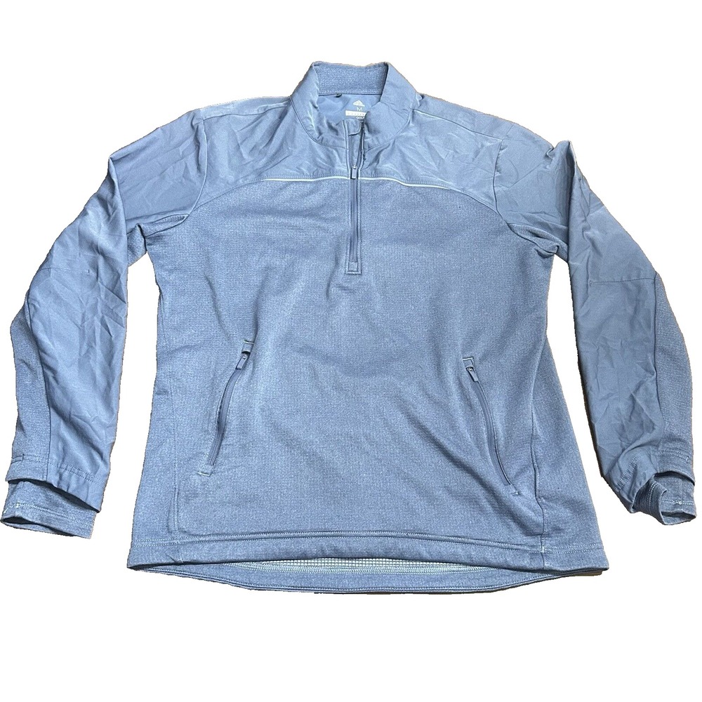 Adidas Golf 1/4 Zip Pullover Mens M Blue Sweater Pockets Long‎ Sleeve Casual
